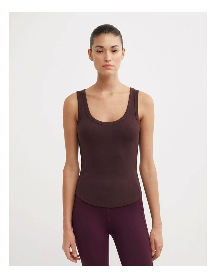 Scoop Neck Racer Tank Top in Aubergine image 1
