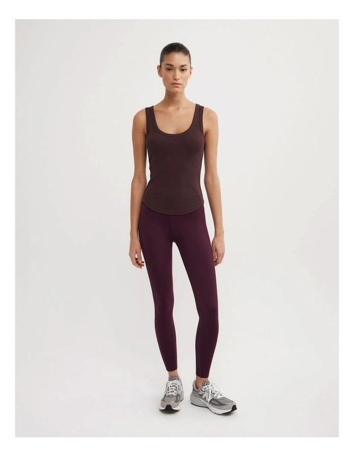 Scoop Neck Racer Tank Top in Aubergine image 2
