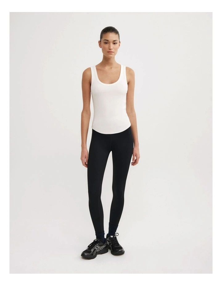 Scoop Neck Racer Tank Top in Fresh White image 2