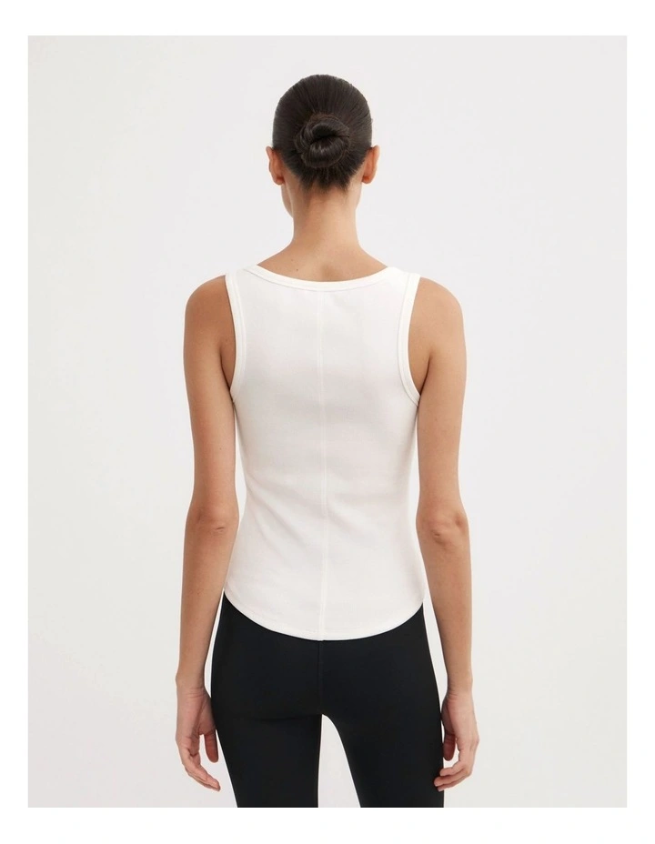 Scoop Neck Racer Tank Top in Fresh White image 5