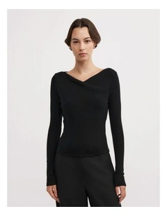 Crossover Detail Top in Black