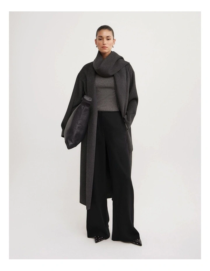 Crossover Detail Top in Charcoal Marle image 2