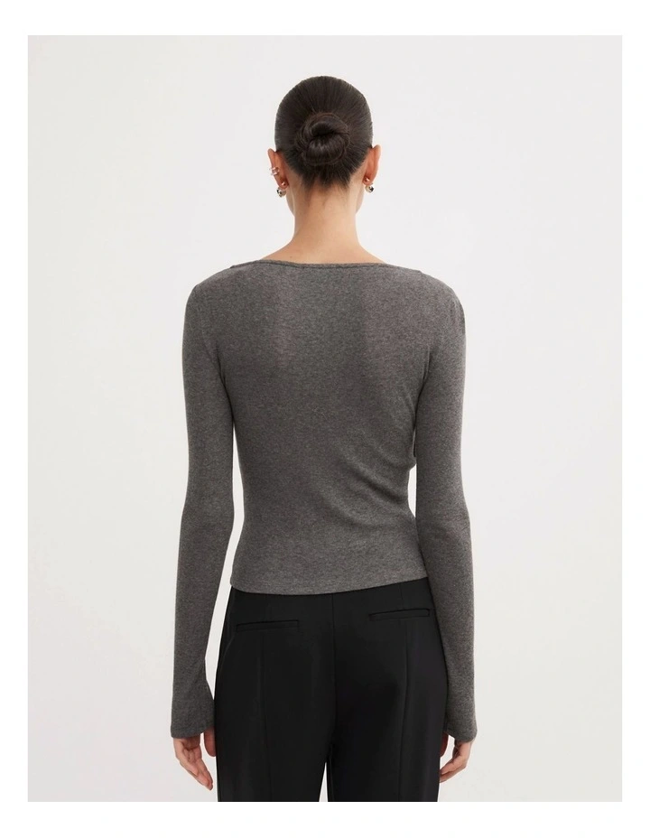 Crossover Detail Top in Charcoal Marle image 5