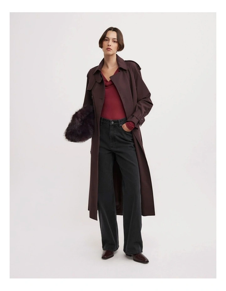 Cowl Neck Long Sleeve Top in Ruby image 4