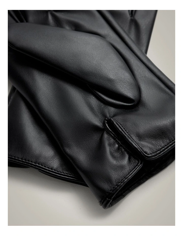 Faux Fur Gloves in Black image 3