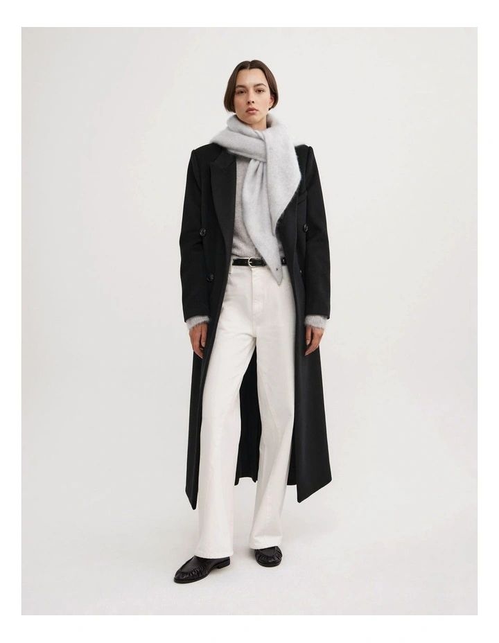 Fluffy Cashmere Scarf in Light Grey Marle image 2