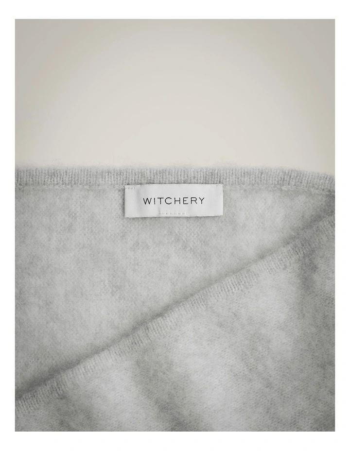 Fluffy Cashmere Scarf in Light Grey Marle image 3