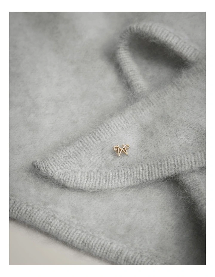 Fluffy Cashmere Scarf in Light Grey Marle image 4