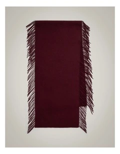 Fringe Wool Scarf in Dark Red