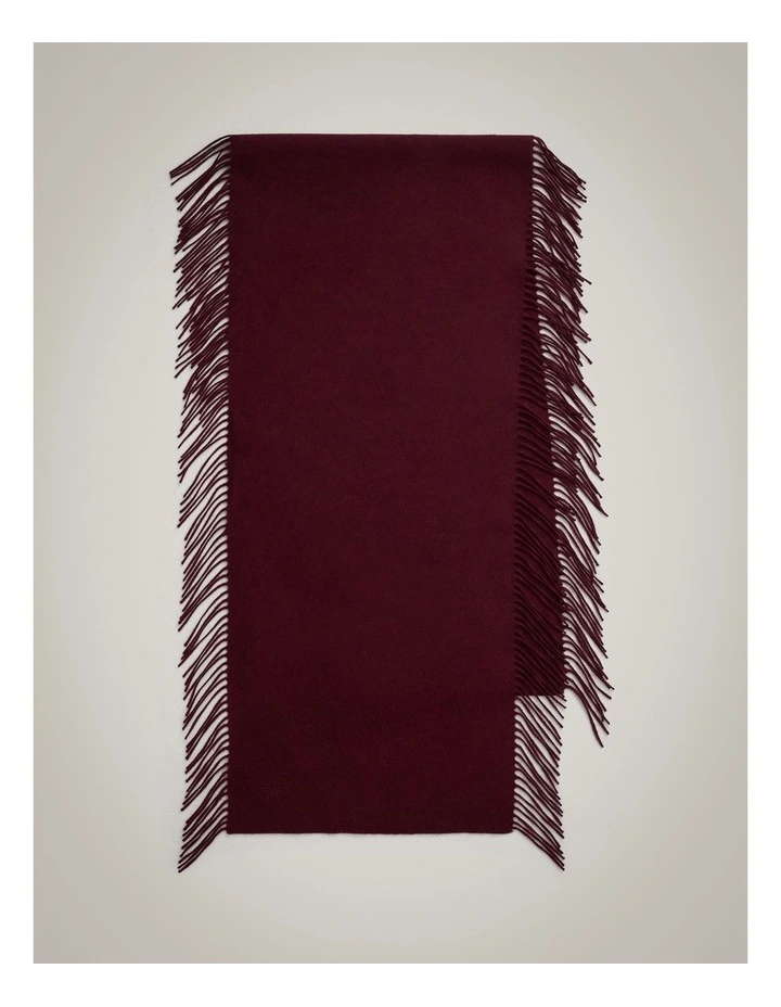 Fringe Wool Scarf in Dark Red image 1