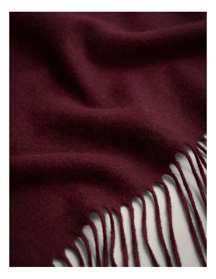 Fringe Wool Scarf in Dark Red image 3