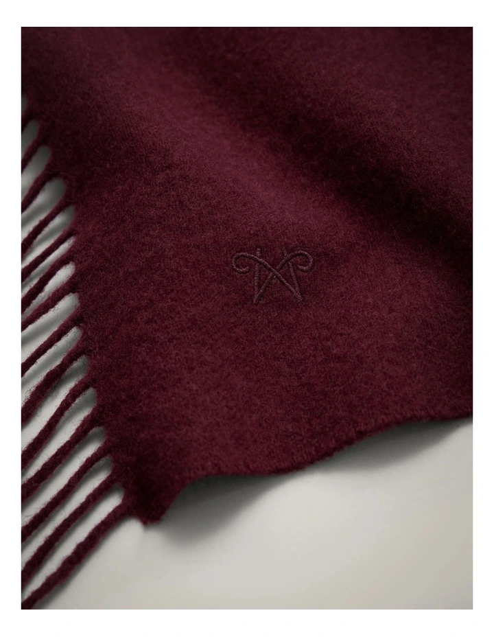 Fringe Wool Scarf in Dark Red image 4