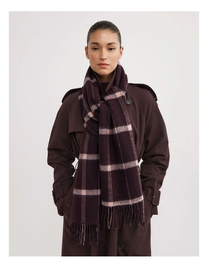 Monogram Check Scarf in Aubergine image 2