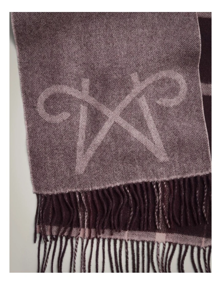 Monogram Check Scarf in Aubergine image 5