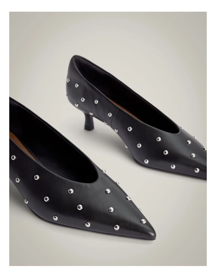 Isabella Studded Heel in Black image 4