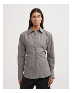 Check Tie Shirt in Grey Check