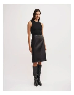 Split Back Midi Skirt in Black