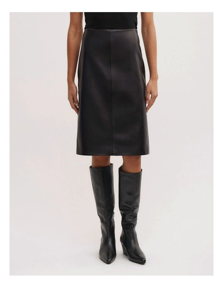 Split Back Midi Skirt in Black image 3