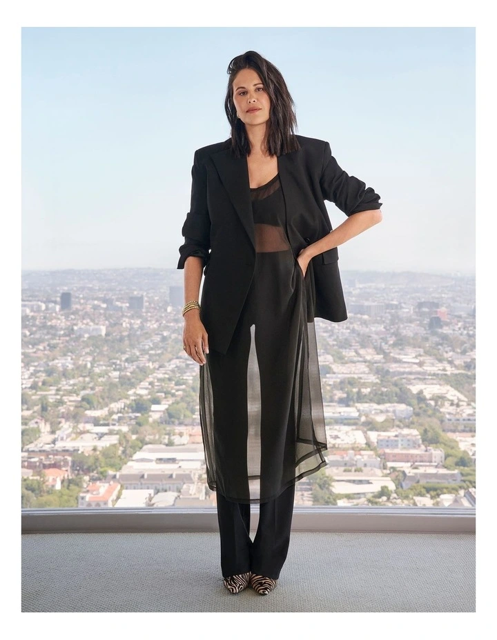 Sheer Crew Neck Tunic in Black image 2