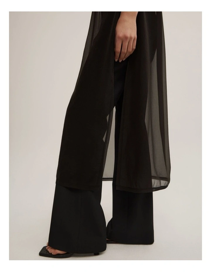 Sheer Crew Neck Tunic in Black image 4