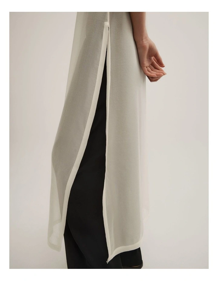 Sheer Crew Neck Tunic in Vanilla image 4