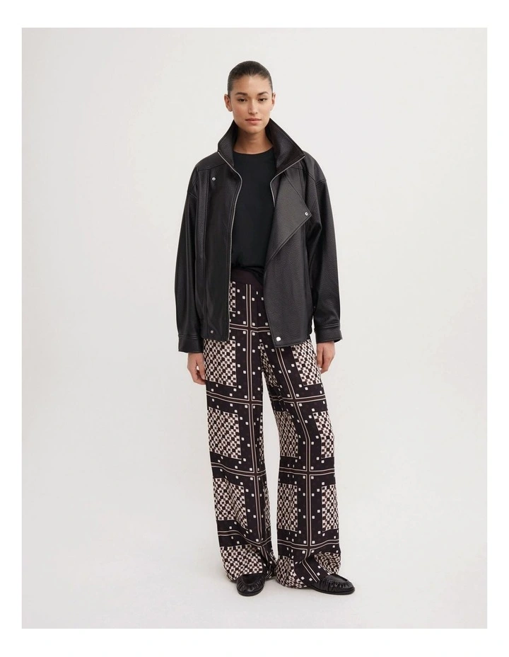 Flat Front Scarf Pants in Checkered Tile Print image 1