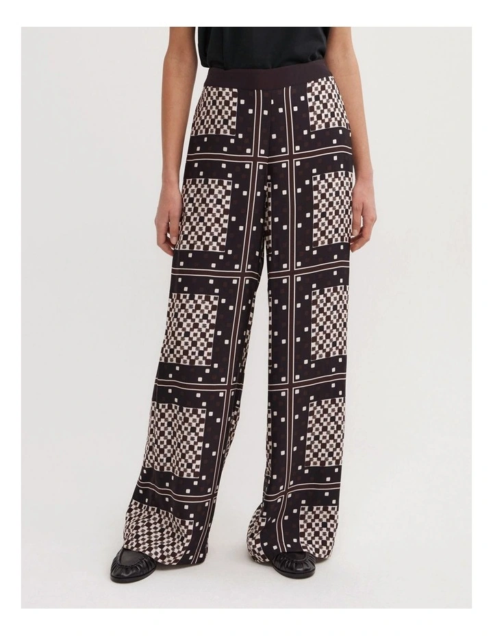 Flat Front Scarf Pants in Checkered Tile Print image 2