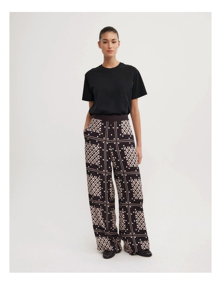 Flat Front Scarf Pants in Checkered Tile Print image 3