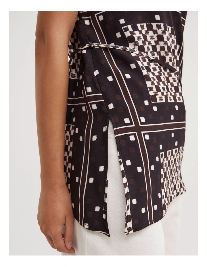 Tipped Shoulder Top in Checkered Tile Print image 5