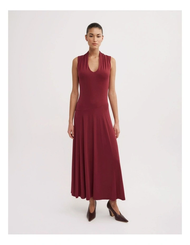 Scoop Neck Jersey Dress in Ruby image 1