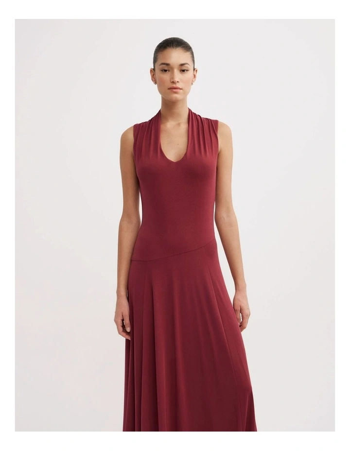 Scoop Neck Jersey Dress in Ruby image 2