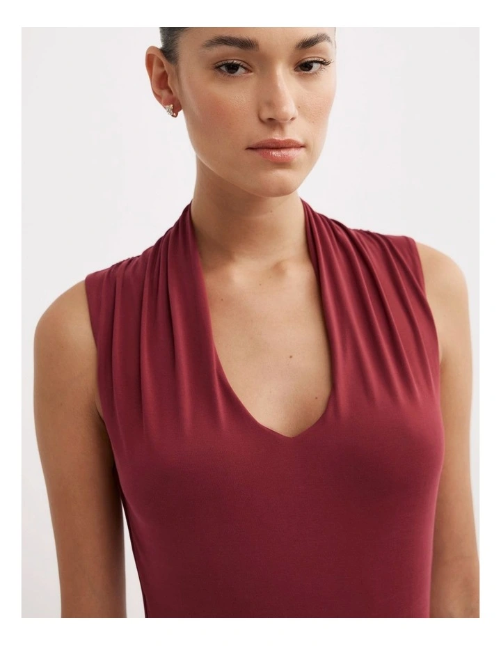 Scoop Neck Jersey Dress in Ruby image 3