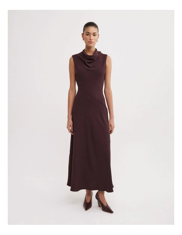 Drape Neck Maxi Dress in Aubergine image 1