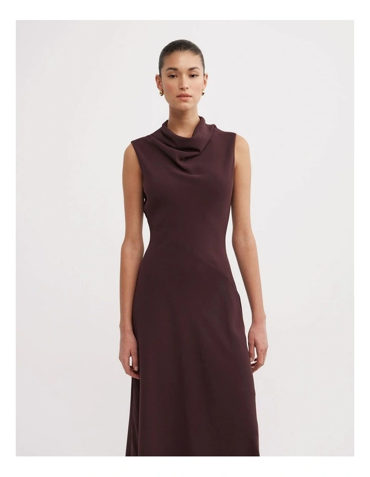 Drape Neck Maxi Dress in Aubergine image 2