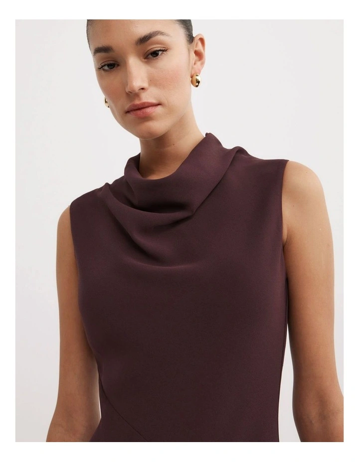 Drape Neck Maxi Dress in Aubergine image 3
