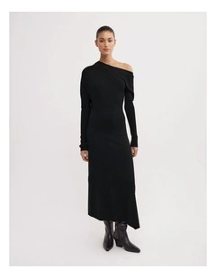 Off Shoulder Knit Dress in Black