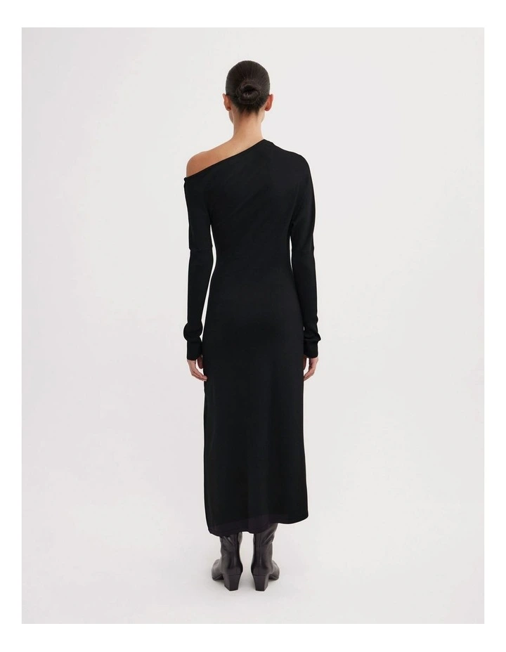 Off Shoulder Knit Dress in Black image 5