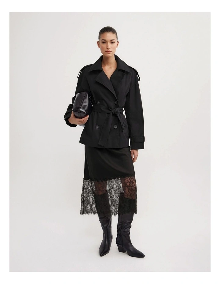 Belted Trench Coat in Black image 2