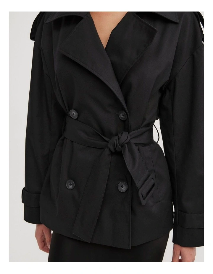 Belted Trench Coat in Black image 3