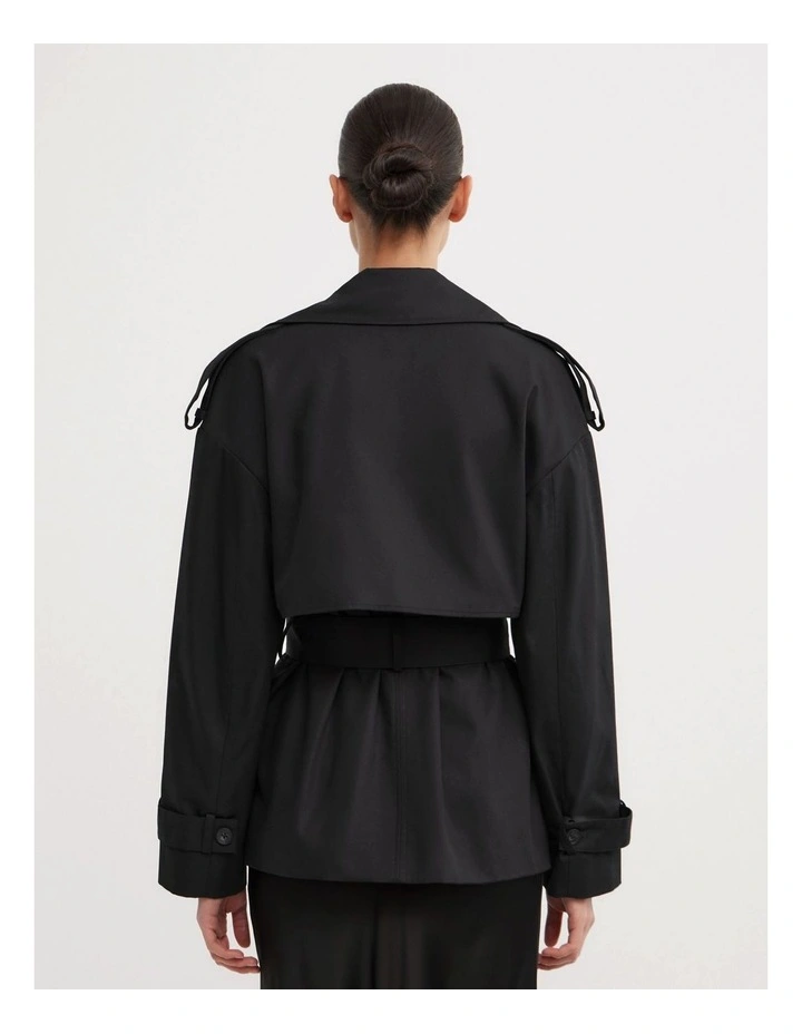 Belted Trench Coat in Black image 4