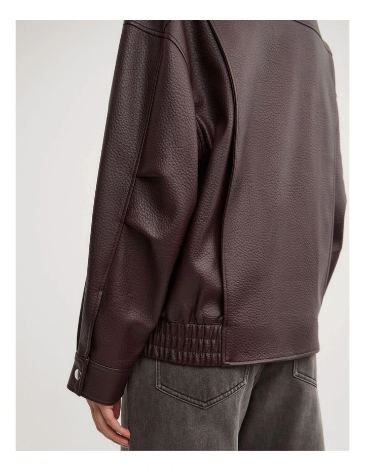 Funnel Neck Bomber Jacket in Aubergine image 4