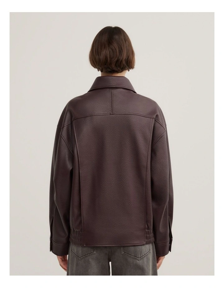 Funnel Neck Bomber Jacket in Aubergine image 5