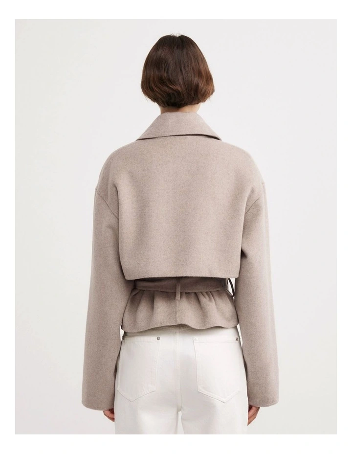 Cropped Trench Coat in Oat Marle image 3