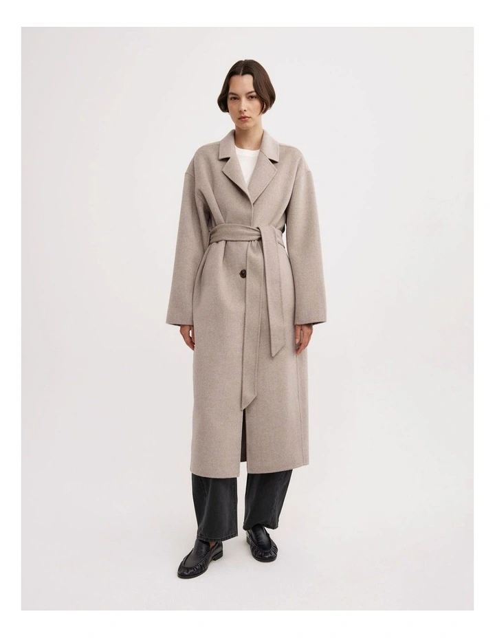 Cocoon Coat in Oat Marle image 1