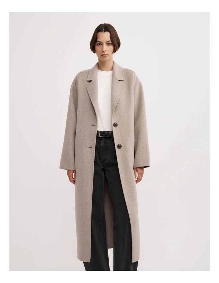 Cocoon Coat in Oat Marle image 2