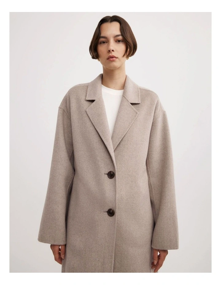 Cocoon Coat in Oat Marle image 3