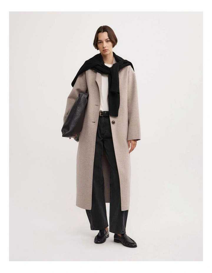 Cocoon Coat in Oat Marle image 4