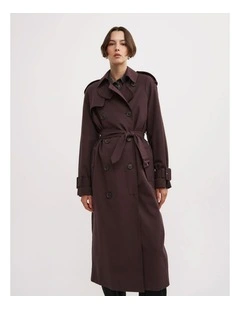 Longline Trench Coat in Espresso