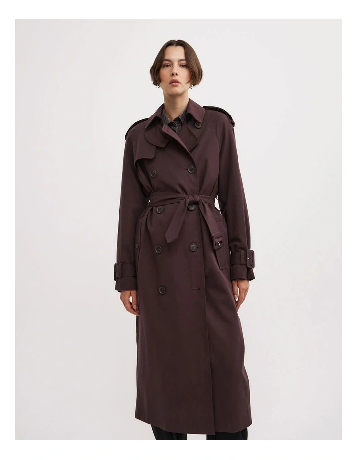Longline Trench Coat in Espresso image 1