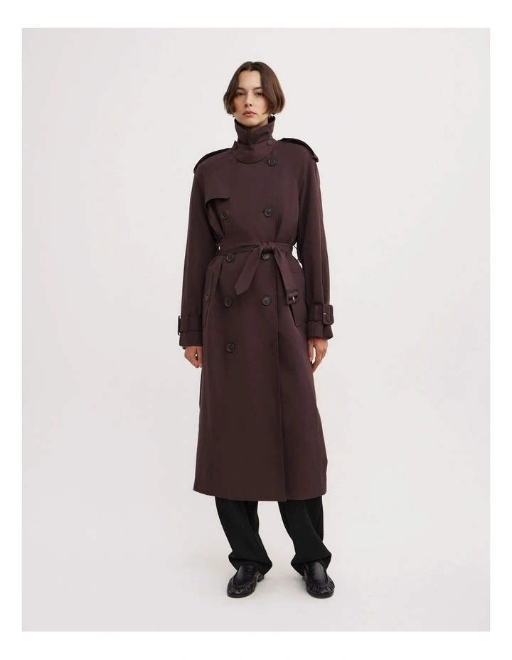 Longline Trench Coat in Espresso image 2